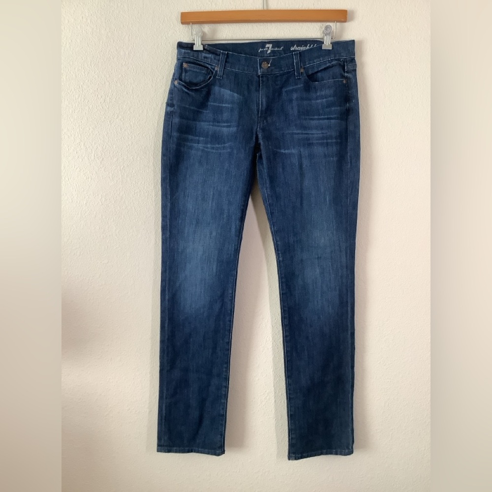 7 for All Mankind Slim Straight Leg Jeans 32 Mid-Rise Classic Festival Dark Wash